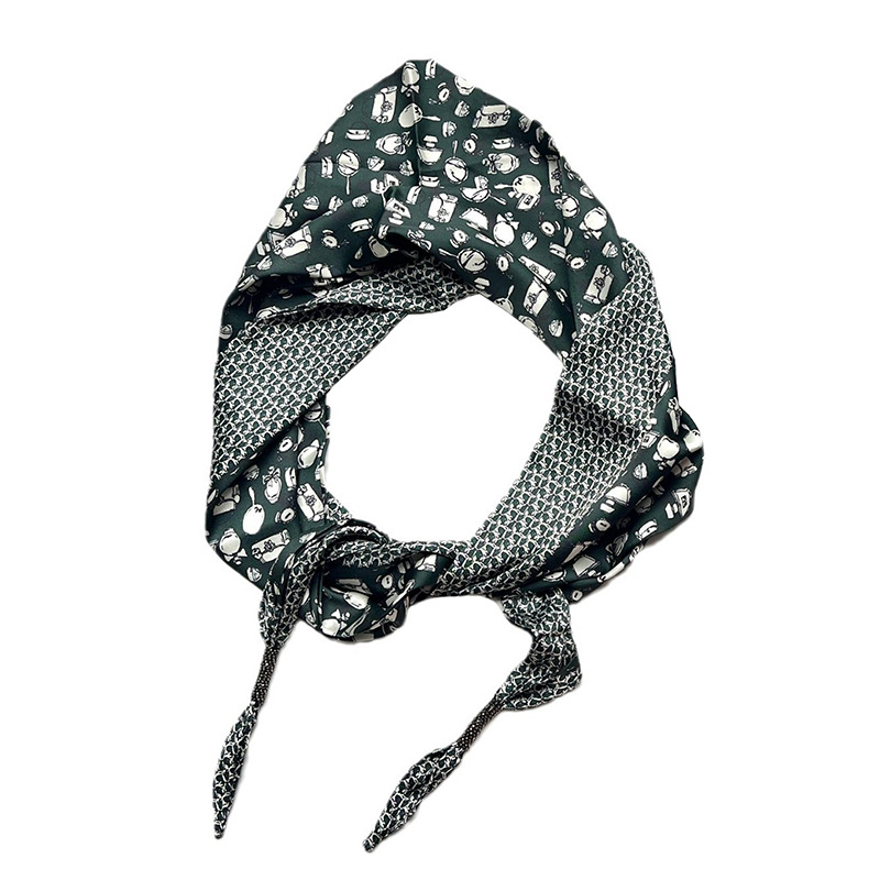 Nueva turbanca de triángulo de doble capa de satén suave y suave, protector de cuello, buñuelo de seda multifuncional, buñuelo de pañuelo elegante retro