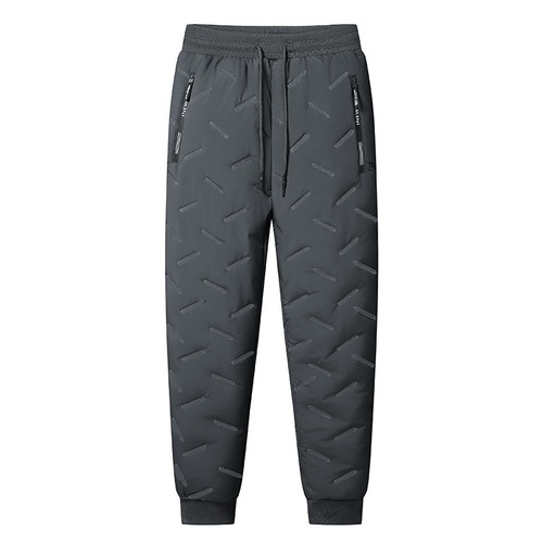 Winter and Autumn Waterproof and Warm Lamb Wool Pants Loose Fleece Lined Thick Plus Size Straight Leg Warm Cotton Pants Men