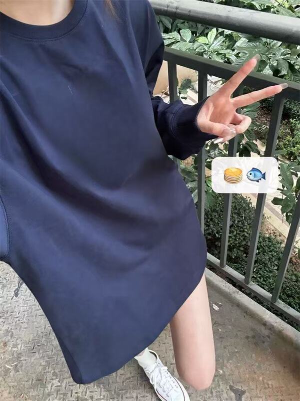 400g纯棉纯色长袖T恤女2025秋冬新款宽松白色简约内搭打底衫上衣|undefined