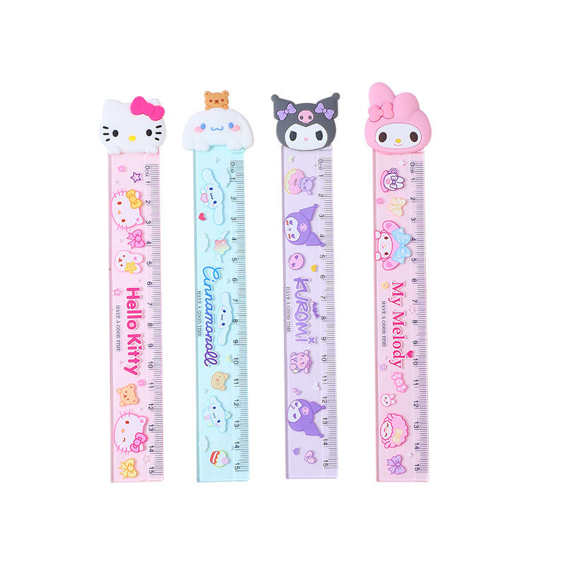 Medición de dibujo Regla de alta transparencia Sanrio lindo examen especial para estudiantes Medición de oficina Regla de 15cm
