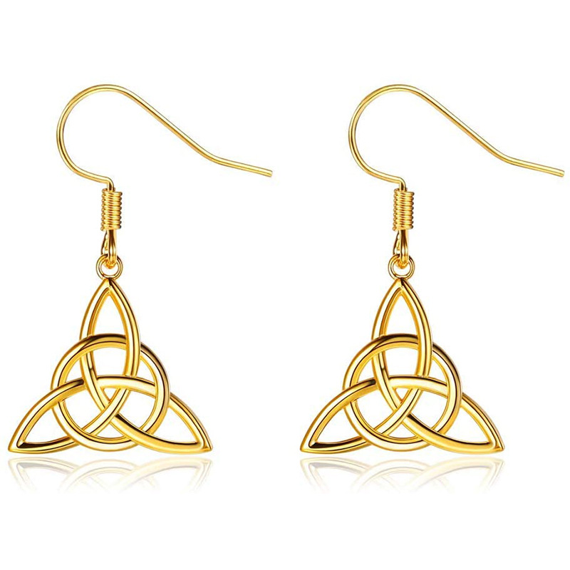 S925 Silver Triangular Earrings Celtic Knot Stud Earrings Polished Earrings Amazon Cross-border Accessory