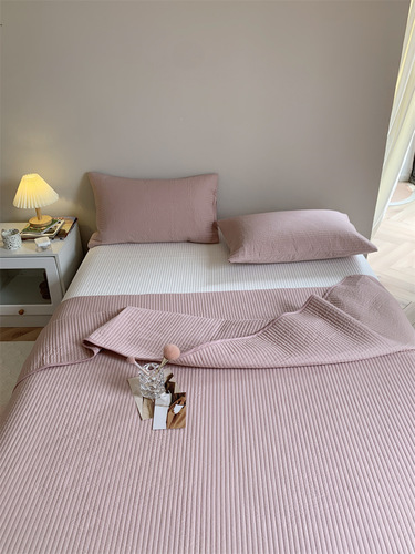 Liangpin Korean simple bed cover single piece pure cotton quilted quilted solid color thickened bed sheet three-piece set autumn and winter