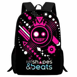 跨境印花形状节奏Just Shapes&Beats学生书包 卡通动双肩背包男女