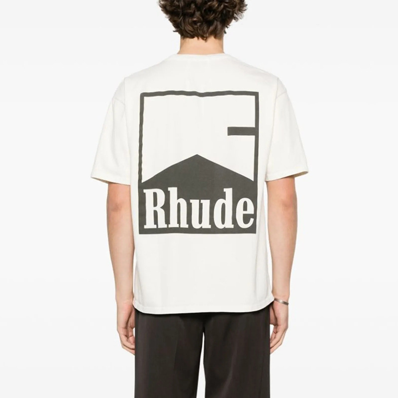 Cross-border Niche Tide Brand Rhude Classic Marlboro English Print American Style High Street Tide Brand Loose Short-sleeved T-shirt