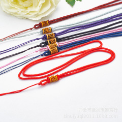 New double ring net buckle woven jade rope pineapple knot jade jewelry handicraft gold pendant rope necklace hanger cord