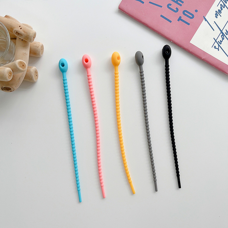 批发硅胶扎带可重复使用数据线捆扎绳包装绳子创意打捆绳打包绳