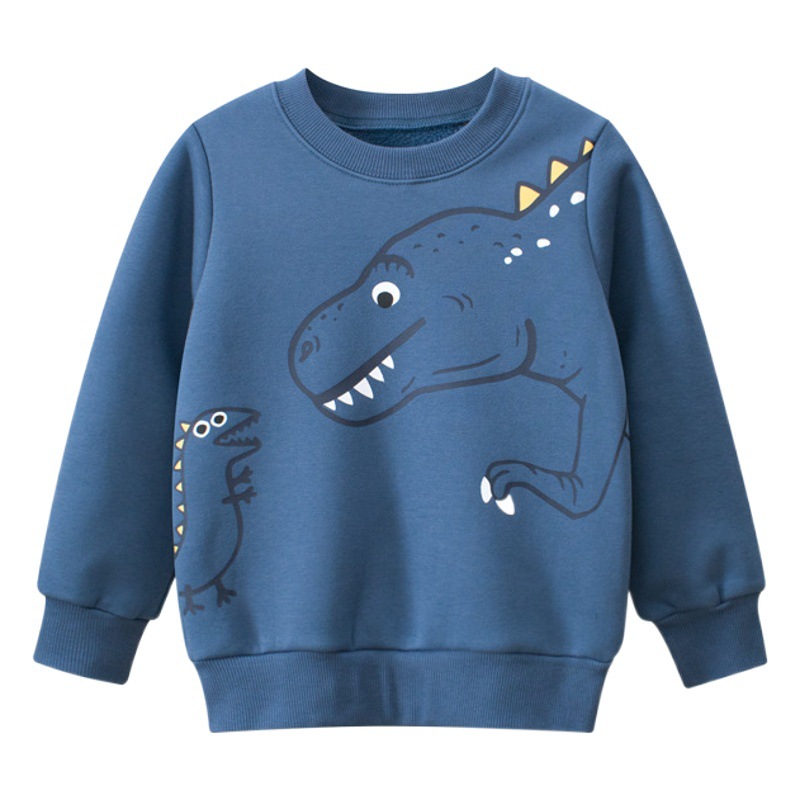 27 niños estilo coreano ropa para niños transfronteriza suministro en vivo suéter de los niños suéter forrado de lana Jersey cuello redondo ropa de bebé dinosaurio niños