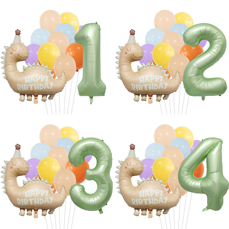Cross-border New Macaron caramel Retro Matte Small Dinosaur Aluminum Film Balloon Package Birthday Atmosphere Layout Cross-border New Macaron caramel Retro Matte Small Dinosaur Aluminum Film Balloon Package Birthday Atmosphere Layout