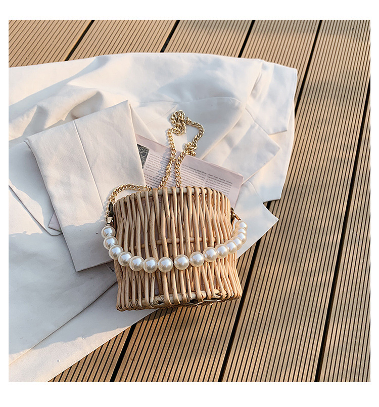 Simple Pearl Portable Straw Bag Wholesale display picture 29