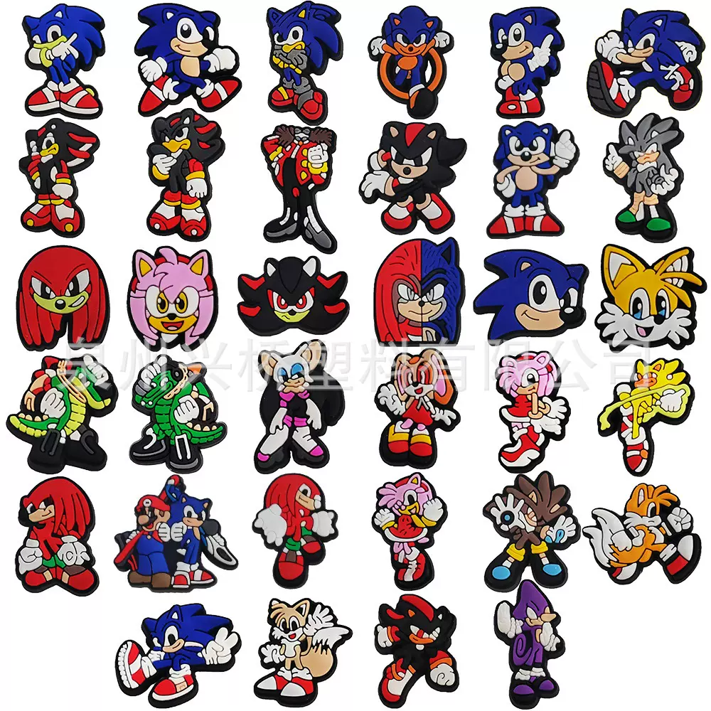 刺猬索尼克洞洞鞋鞋花 花园鞋配饰鞋扣 PVC软胶跨境专卖现货