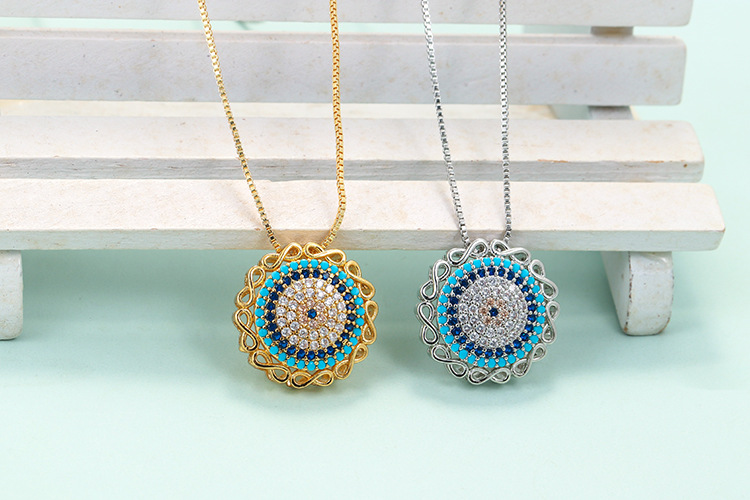 Copper Material Micro Zircon Devil's Eye Clavicle Chain 8 Character Chain Accessories Wholesale