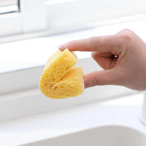 Compressed wood pulp cotton bagged scouring pad absorbent sponge wipe kitchen cleaning non-stick oil sponge block dishwashing artifact