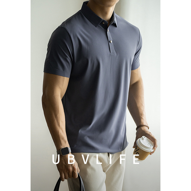 [Seamless pressing glue] Ice silk quick-drying cool short-sleeved polo shirt men's light business casual lapel T-shirt Paul shirt