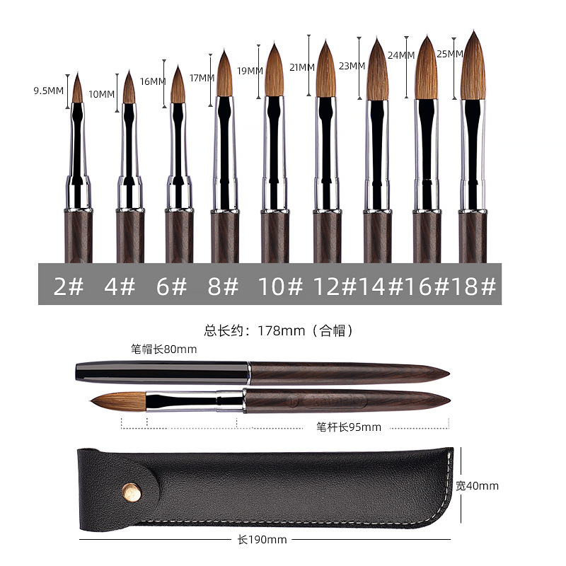 Amazon sándalo de visón de uñas de arte pluma de cristal Kolinsky extensión del arte del clavo de cristal cepillo de talla personalización