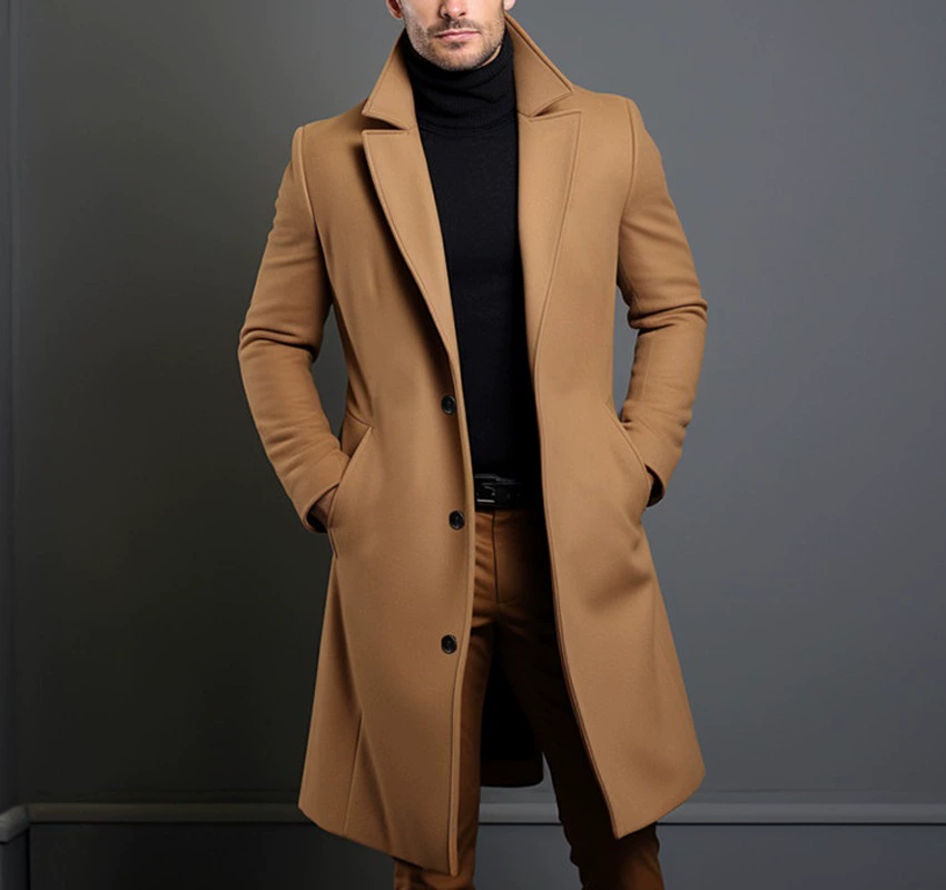 Куртка (Amazon) Цветной полуseason Woolen Coat, средняя длина, тёплая подкладка