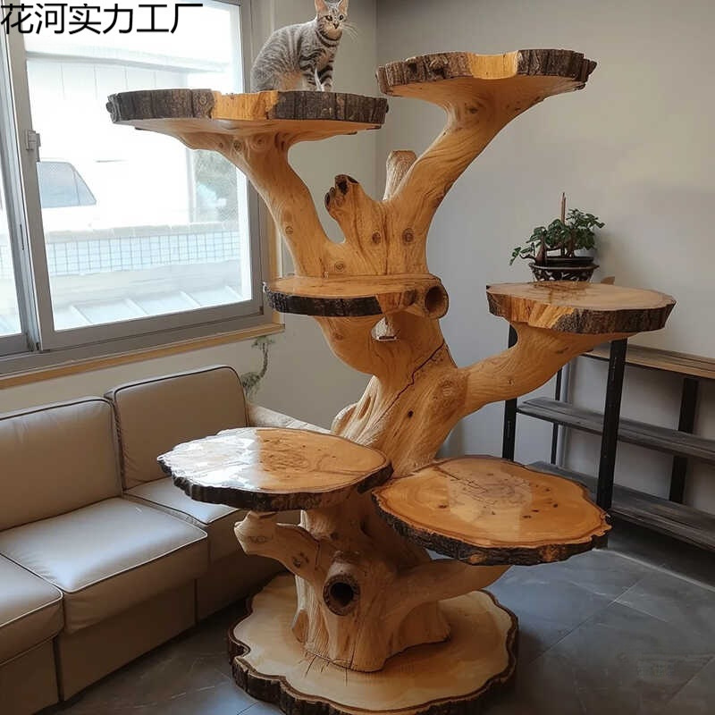 树干猫爬架实木猫架跳台一体猫窝家用原木猫树豪华别墅猫抓柱|undefined