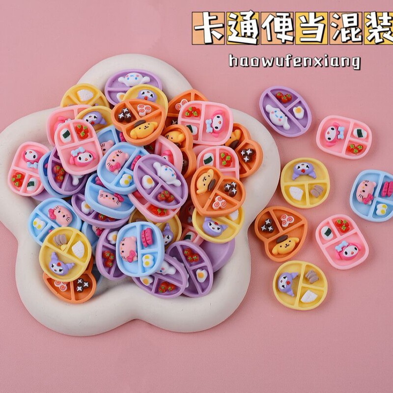Cartoon Dinner Plate Mini Artificial Food Toy Resin Accessories Handmade DIY Cream Glue Mobile Phone Case Hairpin Jewelry Material