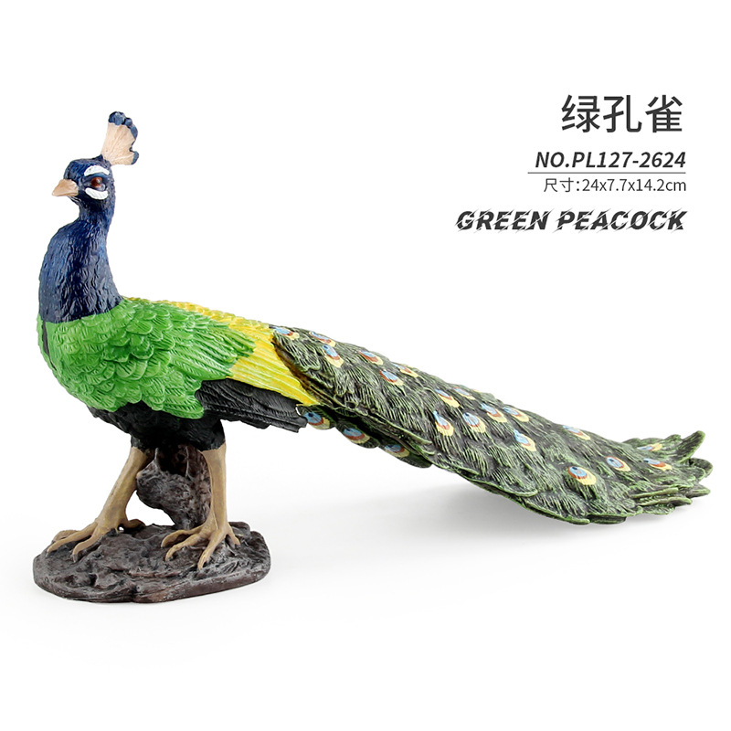 Transfronterizo Nueva simulación animal modelo de Pavo Real azul verde blanco Pavo Real decoración estática decoración de escritorio juguete al por mayor