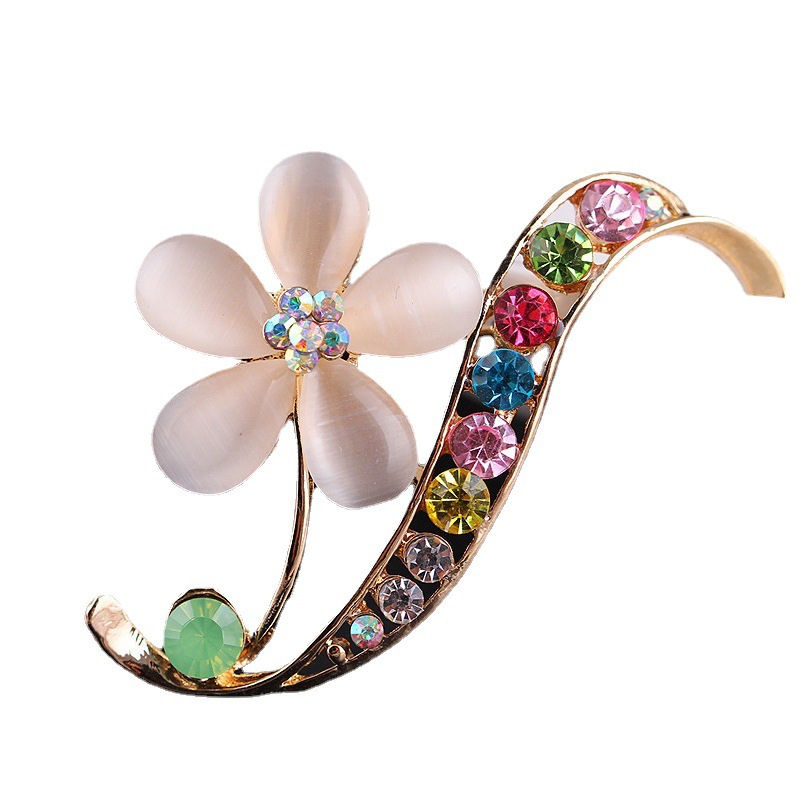 Neue Koreanische stil mode einfache katzenauge stein brosche wasser diamant corsage modische frauen pin_voghion.com
