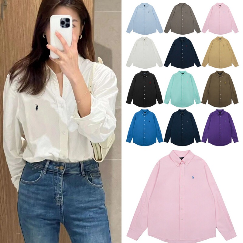 Rl Ralph Lauren Logo Polo Long-Sleeve Shirt for Men and Women, Pure Cotton Casual Cardigan, Loose Fit, Stylish for Commuting Rl Ralph Lauren Logo Polo Long-Sleeve Shirt for Men and Women, Pure Cotton Casual Cardigan, Loose Fit, Stylish for Commuting