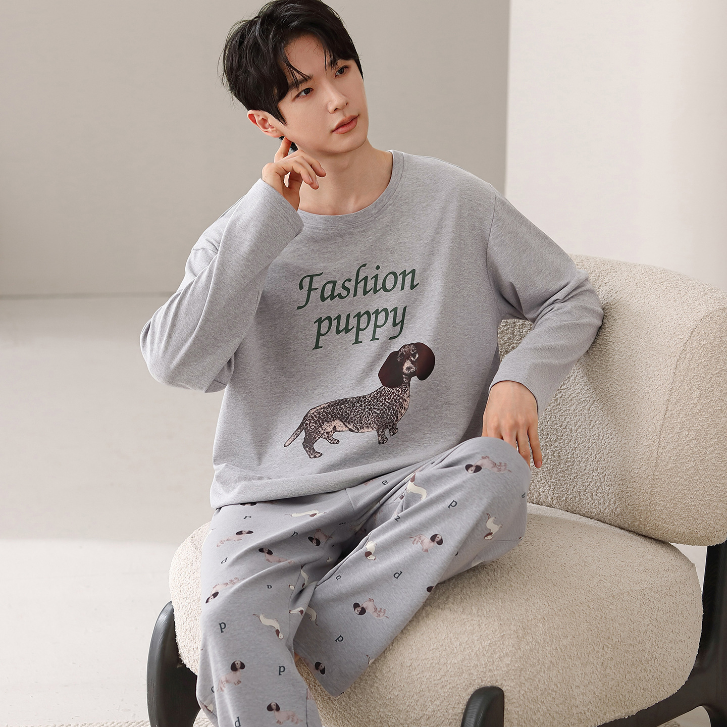 Conjunto de Pijama de Algodón para Hombre, Transpirable, para Uso en Casa y Exterior