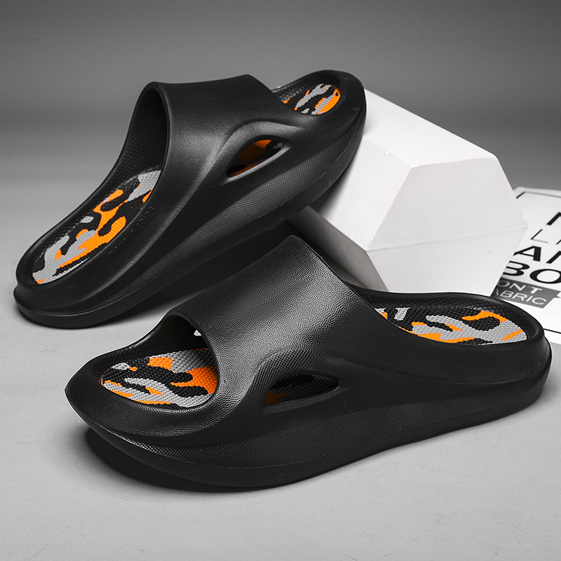 Zapatillas de verano para hombres pisar mierda sensación de fondo grueso elevación fuera del baño Eva zapatillas de verano un agente de pelo