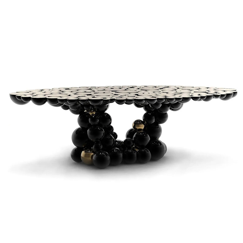 不鏽鋼餐桌輕奢高級感現代簡約設計師款別墅不規則藝術橢圓形餐檯