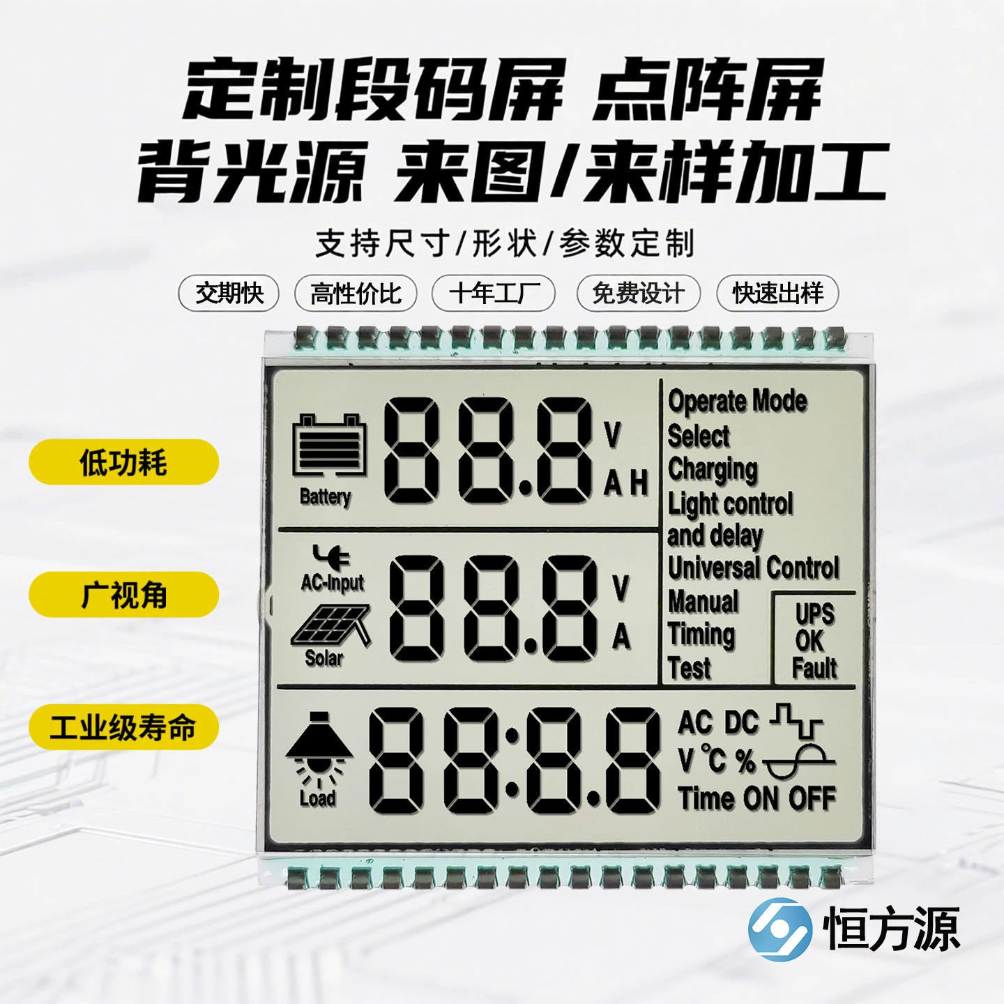 Солнечный фотоэлектрический инвертор: ЖК-экран, экран с сегментным кодированием VA, черно-белый дисплей, поврежденный кодовый экран, экран TN, высокая контрастность