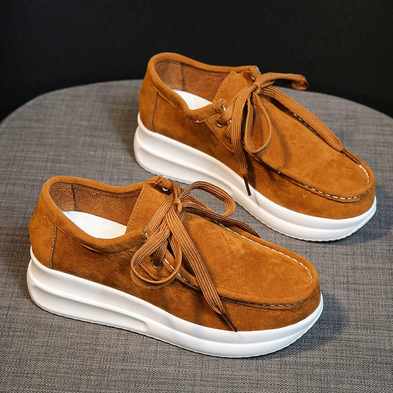 欧美前系带圆头休闲运动鞋女 Womens Sneakers 厚底纯色运动鞋女