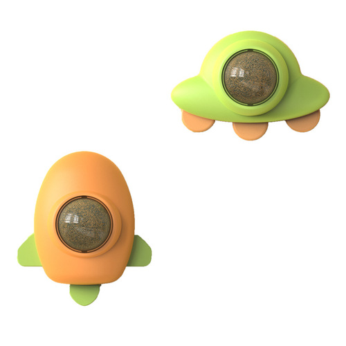 New flying saucer spinning catnip ball wall-mounted rocket cat toy funny cat spinning self-pleasure artifact pet supplies