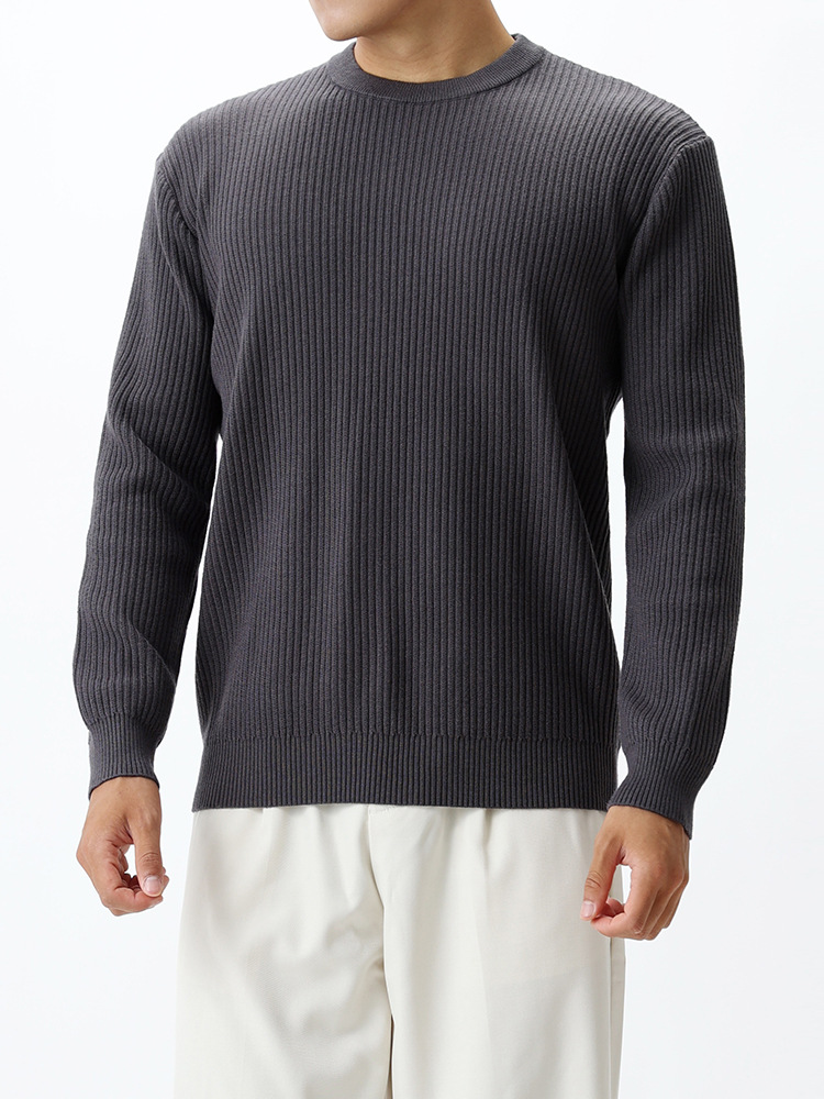Hombre otoño invierno lujoso lujoso suéter de punto perezoso estilo de hombre de alto nivel de cuello redondo de manga larga camiseta de base de color sólido para hombres