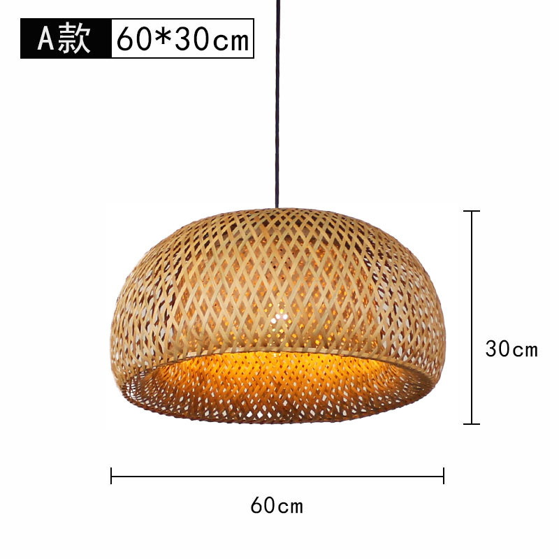 Lámpara de araña tejida de bambú Restaurante chino Lámpara de salón de té de linterna de bambú Restaurante japonés Sombrero de paja Lámpara de araña tejida de ratán B & B