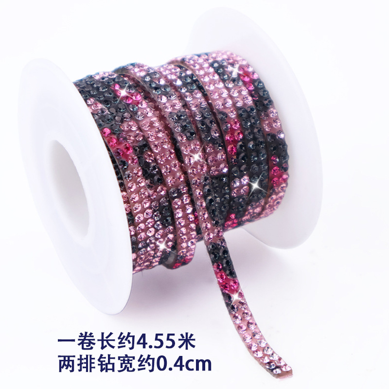 Tiras de diamantes de imitación de doble fila al por mayor con adhesivo, pegatinas de diamantes autoadhesivas, accesorios de ropa DIY, tiras de diamantes de imitación, accesorios de cristal, pegatinas de diamantes