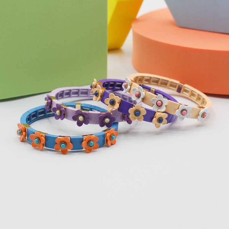 Alloy Material Flower Pattern Sweet Flower Alloy Italian Charm & Links String Bracelets Wholesale