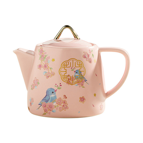 Instagram pastel cherry blossom tea pot, Starbucks style, as you wish tea pot, Valentine's Day romantic tea set, gift for home use