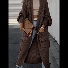 Q 25818 Thick Knee-Length Knit Cardigan �Ӻ��^ϥᘿ��_��