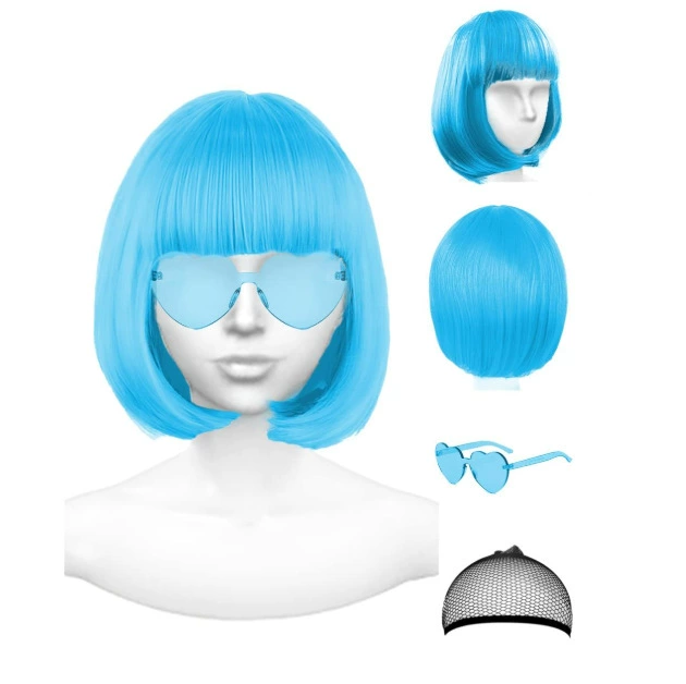 Радужный парик с неоновыми очками, парик и солнцезащитные очки для вечеринки