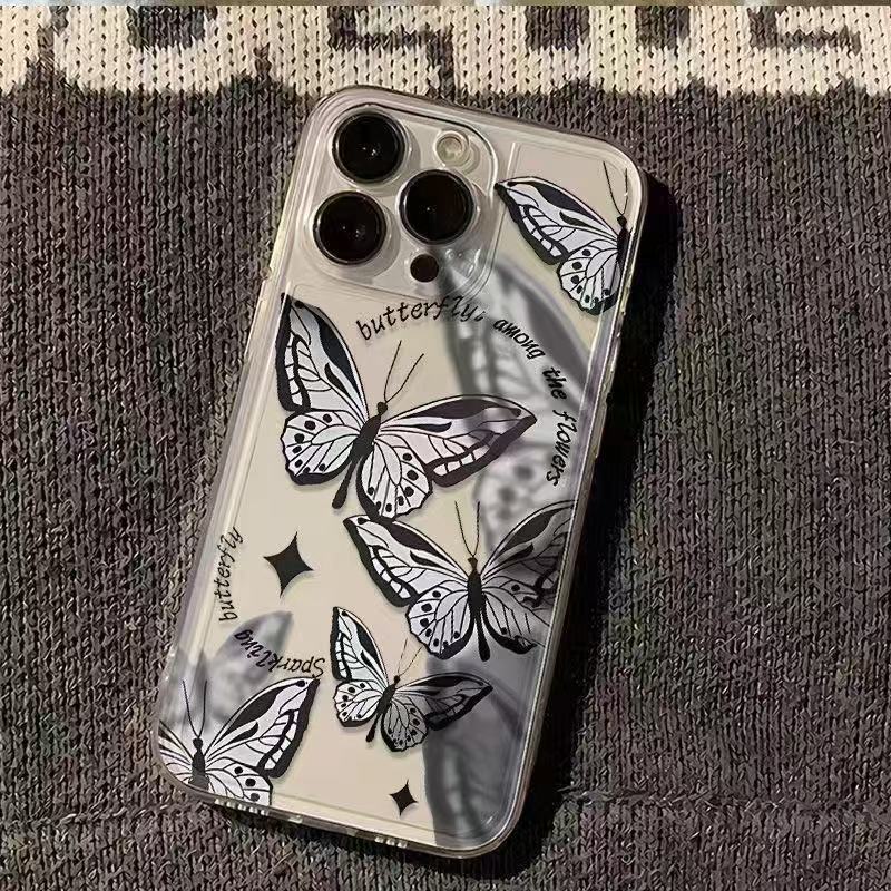 La mariposa estilo ins es adecuada para iPhone 16promax funda para teléfono móvil Apple 15 anti-caída 14pro Japón y Corea del Sur 13/12/11