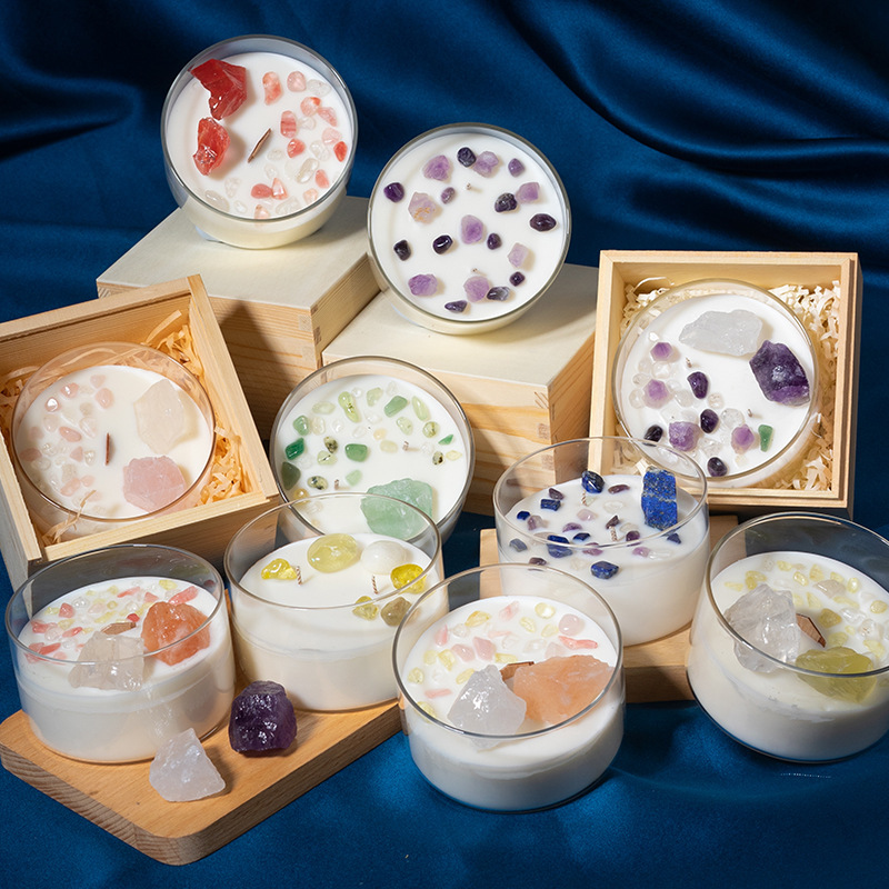 Cera de soja creativa regalo de mano cristal natural fragancia copa de vela de vidrio una variedad de estilos copa de vela transparente