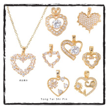 法式通勤镂空爱心纯铜微镶锆石吊坠diy保色电镀耳环项链百搭配饰