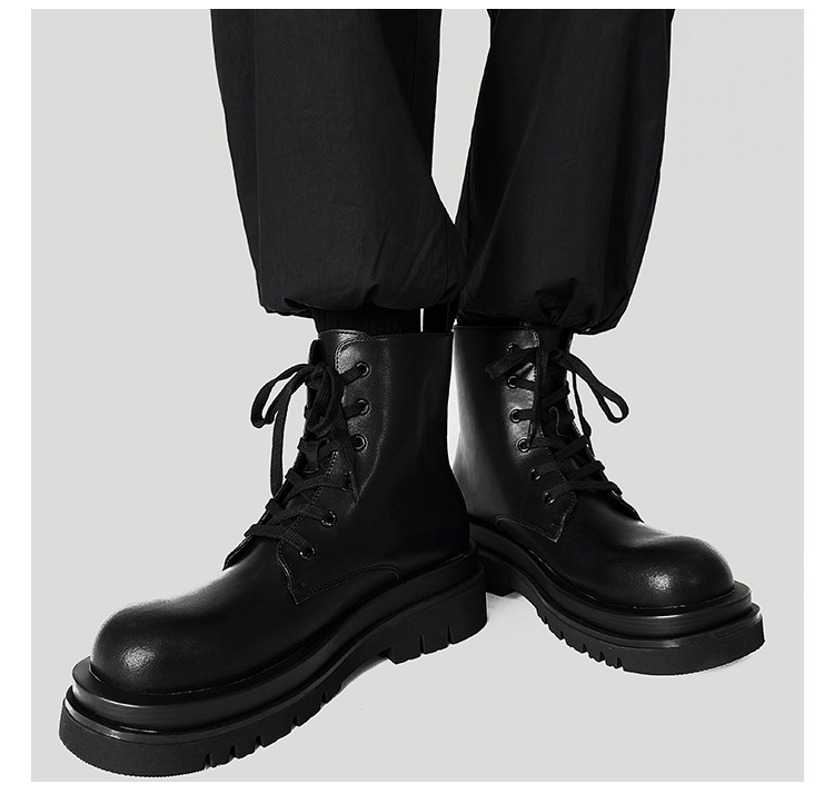 2024 Autumn New 6-Hole Martin Derby Leather Heightening Men's Shoes Couple Versatile Thick Sole Boots_voghion.com