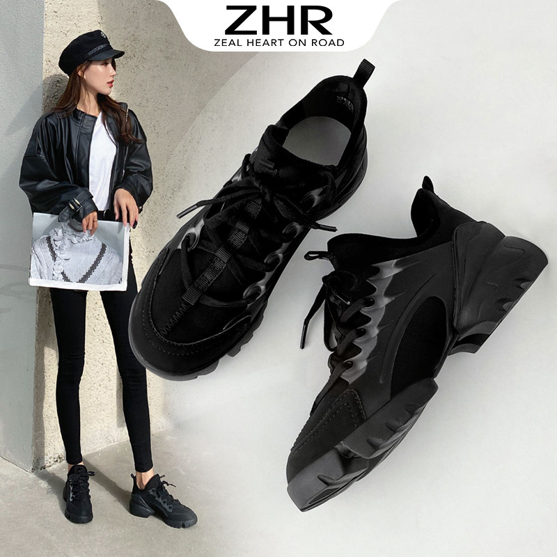 Zhr Casual Shoes 2023 Spring & Fall New Versatile Sports Shoes Non-Slip Running Shoes Thick Sole Fashion Dad Shoes Women's Shoes