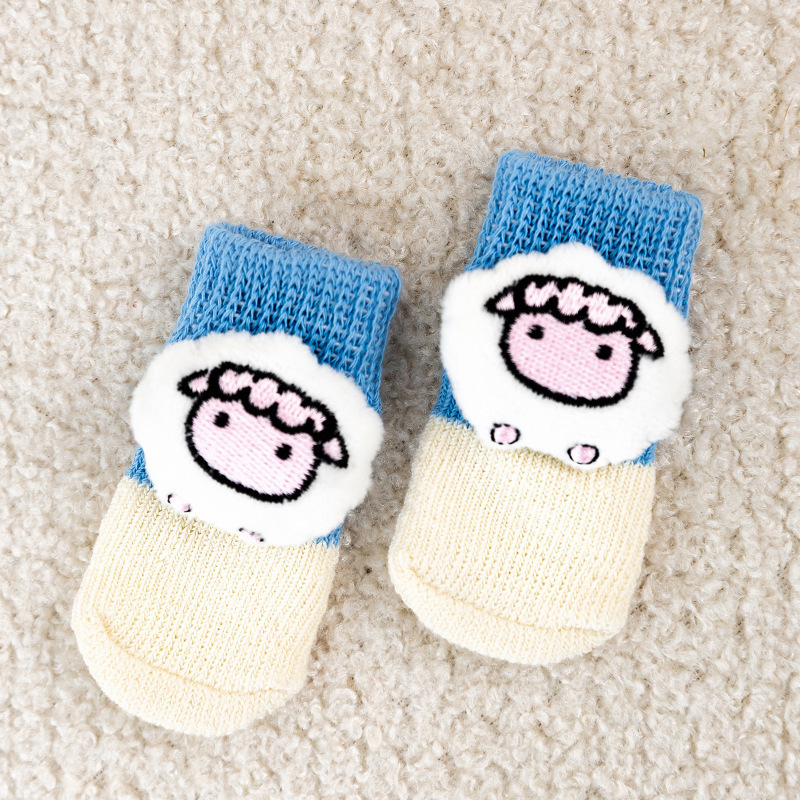 Calcetines para perros de cuatro estaciones, anti-deslizante, anti-arrastre, anti-sucio, calcetines cálidos para casa, calcetines de peluche, calcetines para mascotas, calcetines image 6