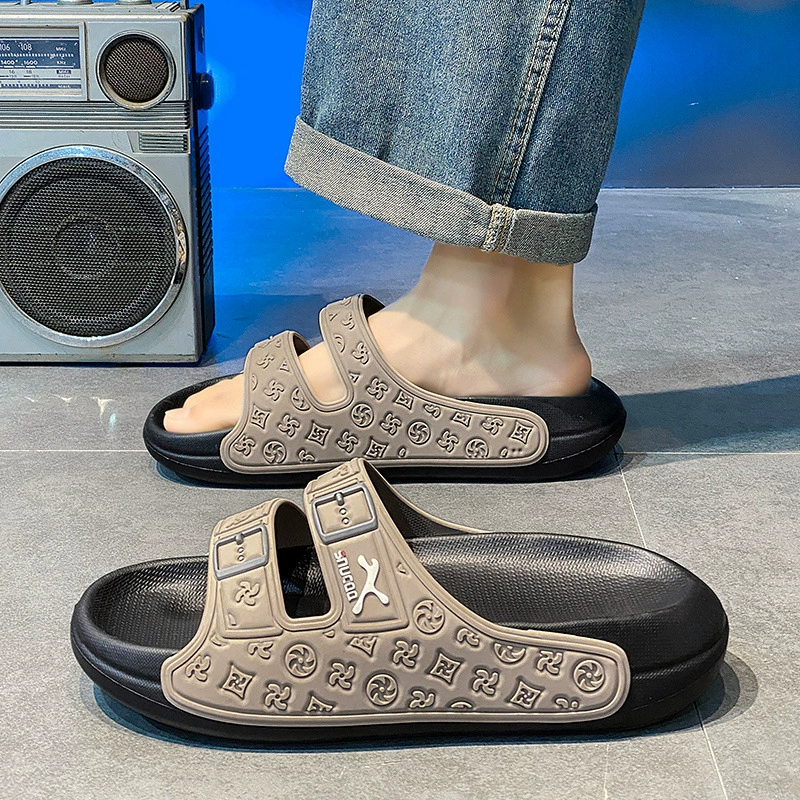 Спортивные тапочки для мужчин, летняя верхняя одежда, нескользящие, классные сандалии из ЭВА на толстой подошве с защитой от запаха, мужские пляжные тапочки