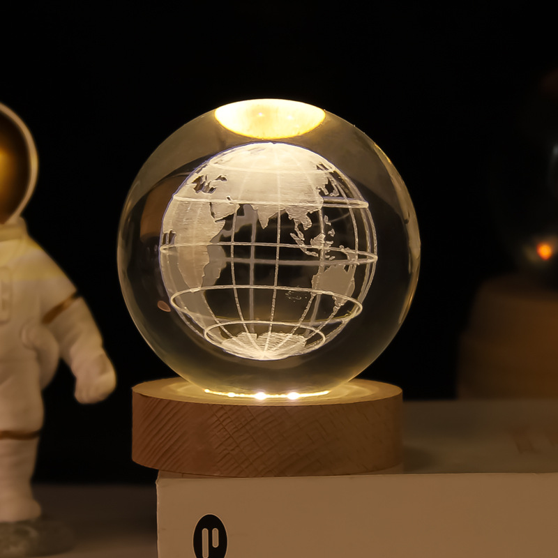 Lámpara Nocturna de Bola de Cristal 3D de Cristal Blanco, Grabado 3D e Iluminación LED, para Decoración y Regalo de Cumpleaños image 15
