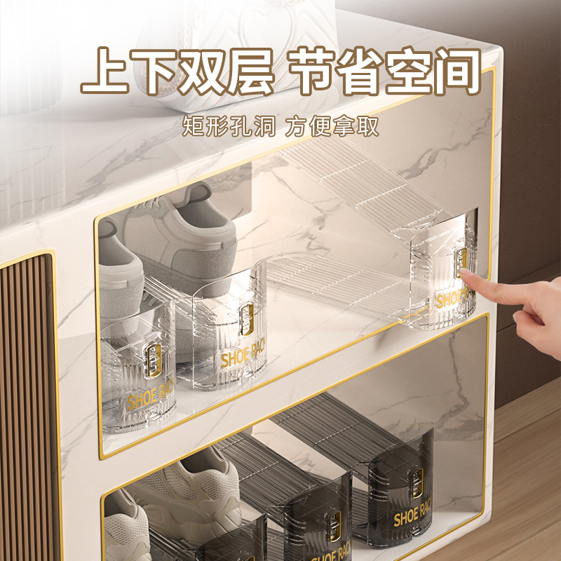 Shoe Storage Solution Space-Saving Transparent Shoe Box Shoe Cabinet Layered Storage Box Double-Layer Shoe Holder Foldable Shoe Rack