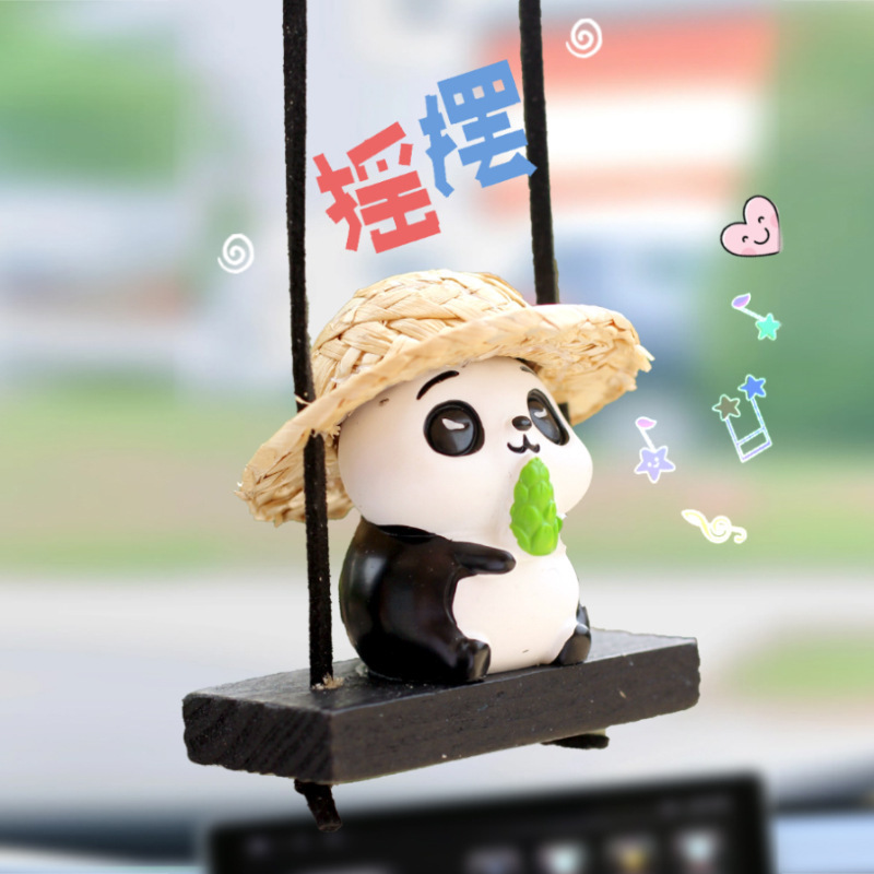Nuevos productos colgantes para automóviles, adornos para automóviles, lindos espejos retrovisores panda para automóviles, accesorios para automóviles, adornos al por mayor