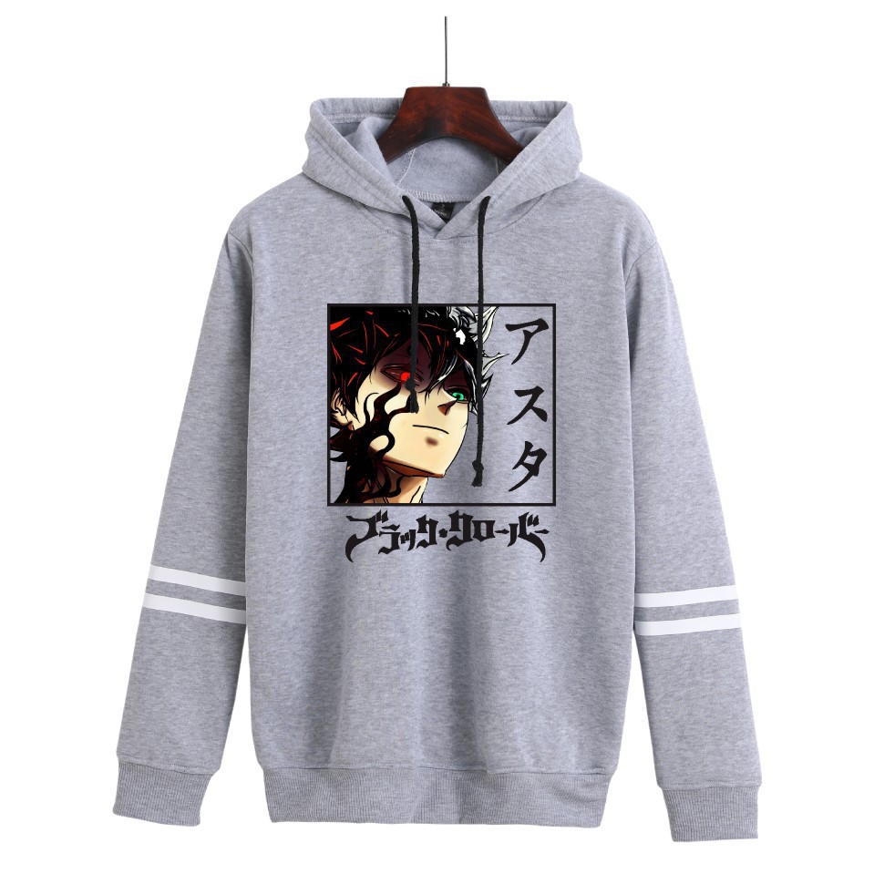 Nuevo estilo transfronterizo popular popular japonés riman black de cuatro hojas-Black Clover más suéter con capucha de terciopelo para mujer