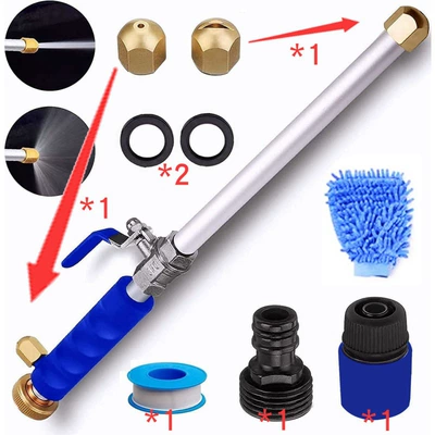 gun car wash, Car cleaning tools - suit-8-water-gun-blue-nozzle-2-black-connectors-1-gasket-2-tape-1-blue-quick-connect-1-glove