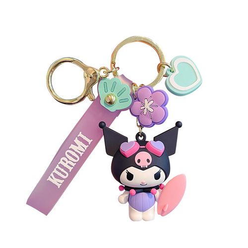 Genuine Sanrio family key chain for women, cute and exquisite Kuromi big-eared dog key chain, couple's school bag pendant